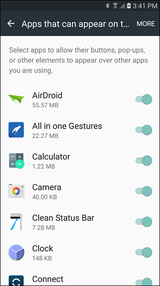 Open application settings
