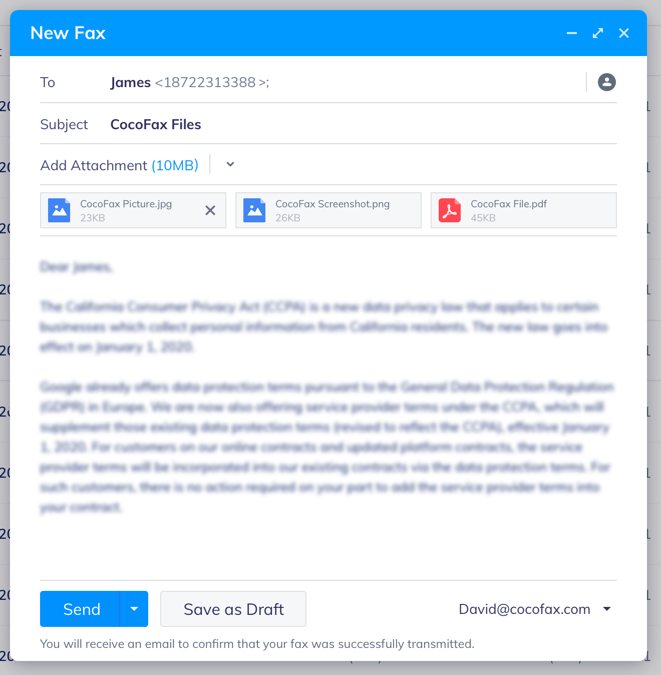 How to send fax using CocoFax from Windows 10-5