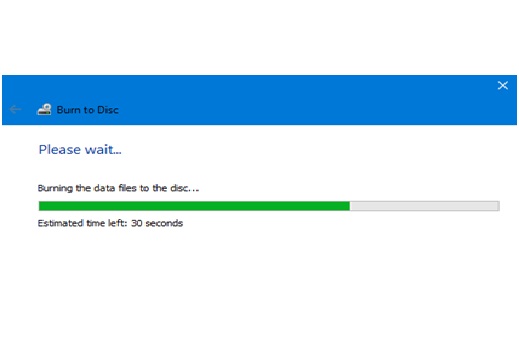 The system will eject the disc after writing the files on it.